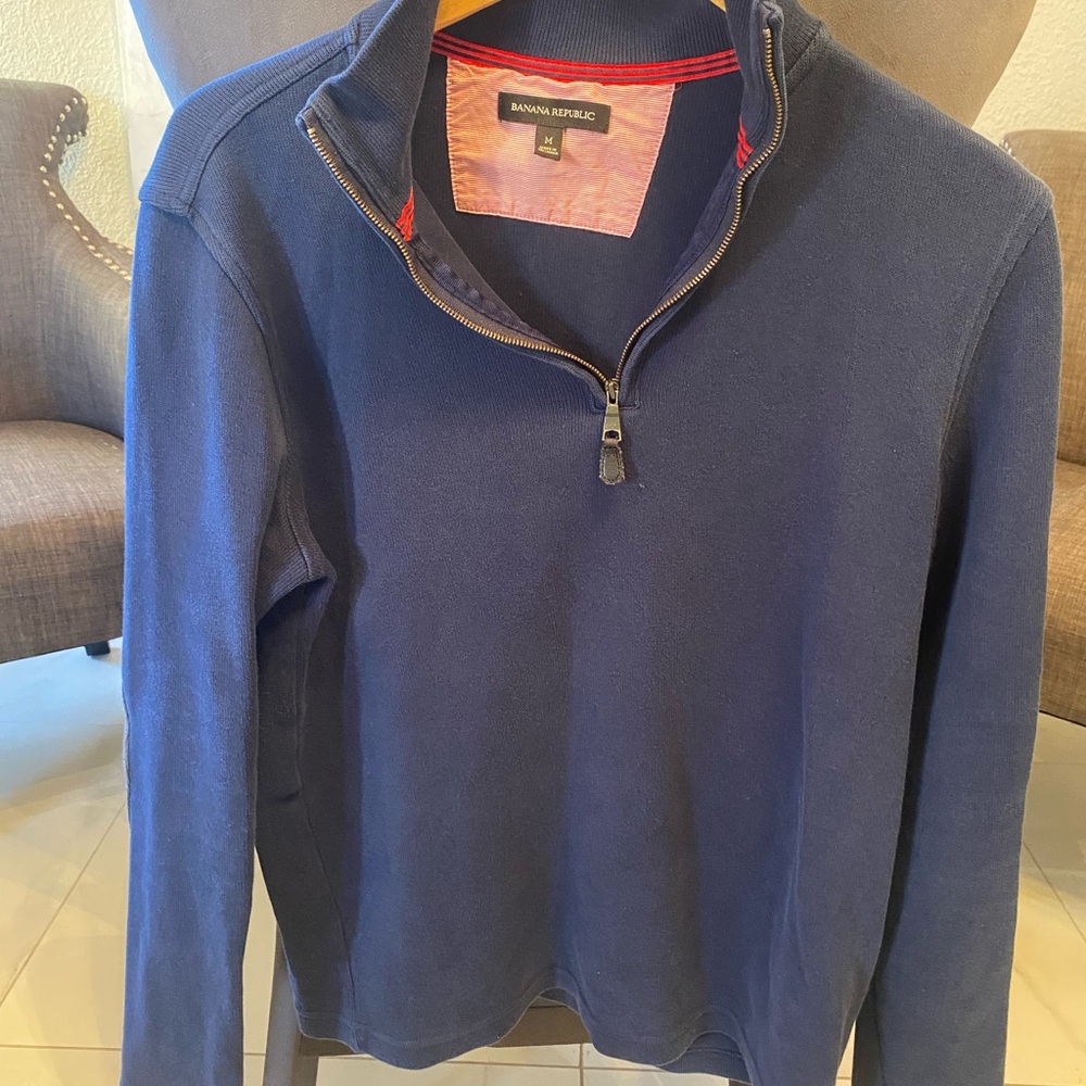 Banana Republic Men's Blue Zip-Up Sweater